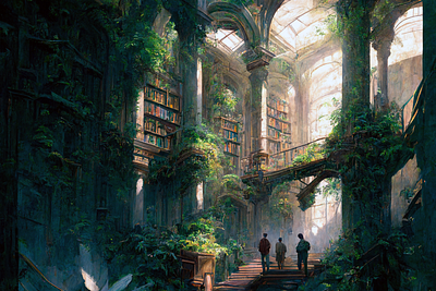 Library 2 ai art color concept design digital gradient illustration light midjourney minimal painting photoshop simple
