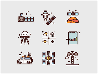 Satellite connection icons illustration space