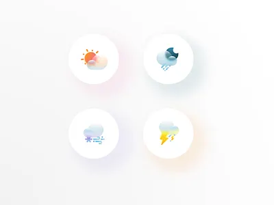 Weather Glassy icon app cloud cute design grain graphic design icon illustration lightning bolt midnight moon rain simple snow sunrise ui vector weather