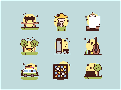 Picnic icons illustration nature relax