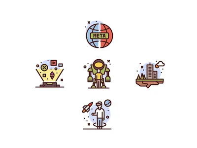 Metauniverse ar icons illustration meta vr