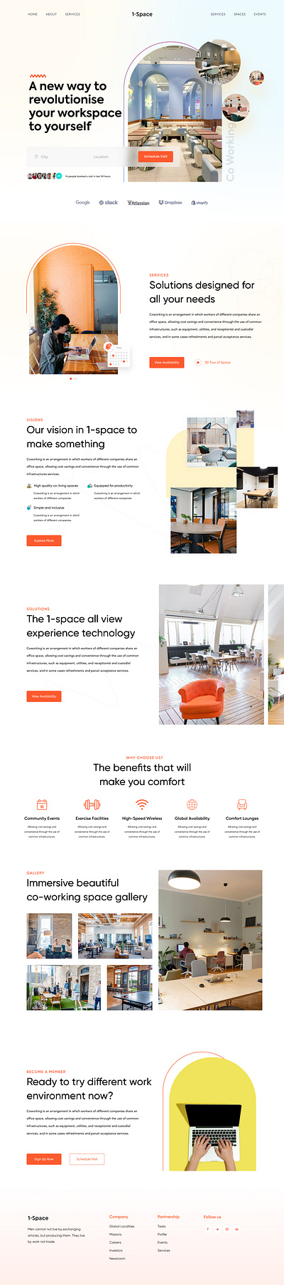 1-space Studio Landing page design design ui uiux user interface ux web design website
