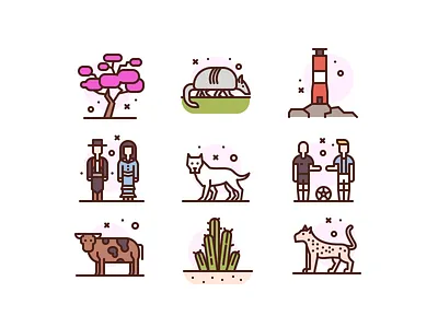 Argentina animal culture icons illustration wild