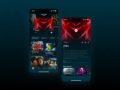 Movie Streaming app app app design application christmas dark design figma films gradient inspiration mobile movie redesign straming ui ui design ui ux ux visual visual design