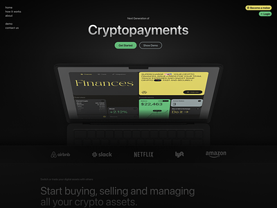 CRP - LP app branding chart clean colors crypto dark dashboard design landing minimal mobile page payments ui ux