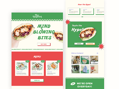 Retro Food Website - Boo Sandwich food graphic design interface landing page restaurant ui design user experience web website