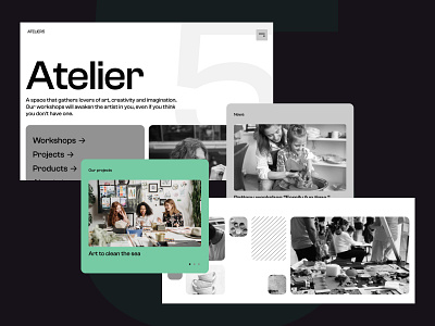 Atelier homepage concept art colors design figma graphic design landing layout ui ux web webiste