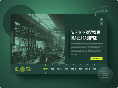 100 years of Famur app chronicle design heavy machinery history industrial website inteface mining industry timeline timeline component ui ux web app web design