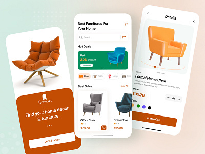 Ecommerce Furniture App Design app app design chair ecommerce furniture home decor indoor indoor decor indoor product product room decor sell sell furniture smart home sufa table ui design ux design wood furinture wood product