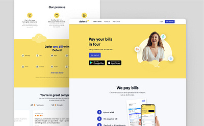 Deferit 0.1 Website bills bnpl finance fintech illustration website