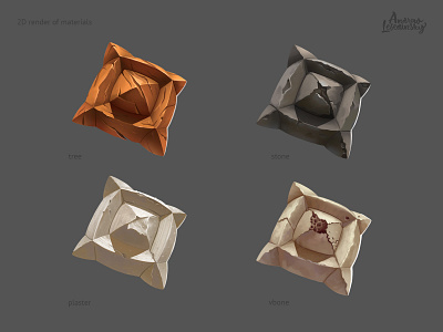 Materials Render andrew lebedinsky cg illustration material design photoshop plaster stone tree vbone