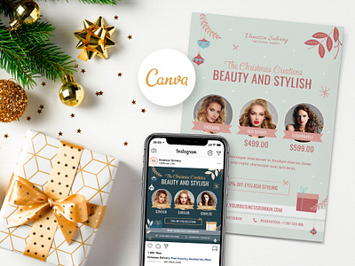 Christmas Creations Flyer and Social Media Canva Template canva template