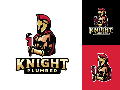 Knight Plumber illustrative logo illustrative plumber logo knight plumber knight plumber vector logo design logo designer mascot logo mascot plumber logo plumber logo plumber vector logo plumbers small services logo spartan mascot vector spartan plumber