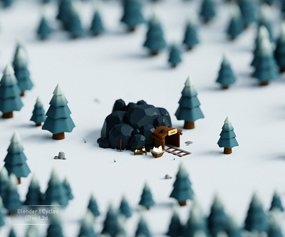 Mine Cave Isometric 3d 3d illlustration 3d render cave chunk crystals design forest illustration isometric low poly mine stone