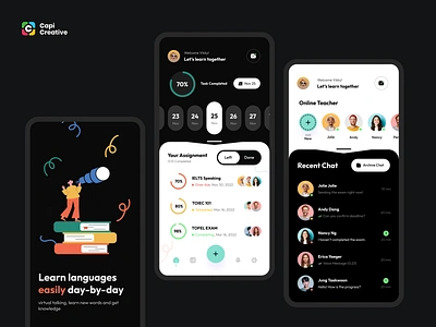 Languages Learning App app educational app language learning app learing app learning app learning platform minimal mobile app mobile design ui ui design