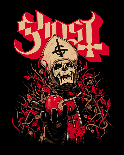 Ghost art band design drawing ghost illustration merch papa emeritus sam dunn tshirt