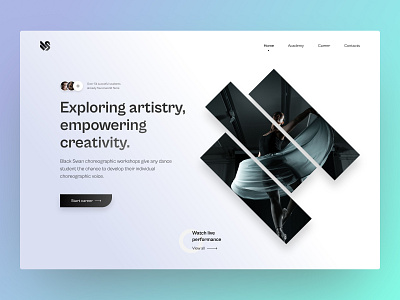 Dancing school website design art artist ballet ballet dancer clean clean web dancer dancing dancing school design education landing page simple studio ui ui design userinterface ux webdesign website design