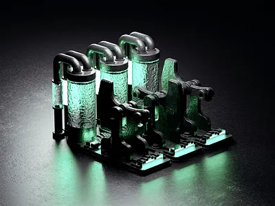 Wisdom Well 3d 3d animation animated animation blender blender3d illustration isometric isometric illustration machine mech mechanical oil pump pump