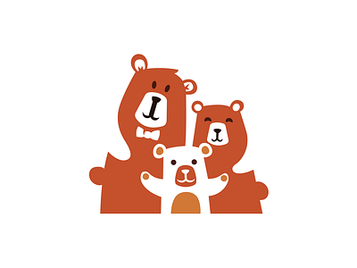 A family of bears bear brand branding child cub dad design elegant family flat illustration logo logotype modern mom negative negative space negativespace negativespacelogo space