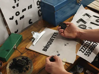 Briquette: A hand drawn typeface for Kingsford Charcoal charcoal typeface typography