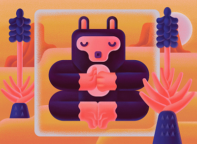 Cube app australia calm character characterdesign desert digital dream illustration meditation relax vector yoga