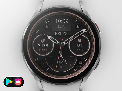 Watch Face Wear OS analog black classic design digital elegant graphic design illustration samsung smartwatch sport technology ui watch watchface wear os
