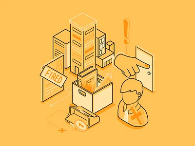 Crisis and unemployment isometric line illustration crisis design financial fired illustration isometric isometry line loss style unemployment vector