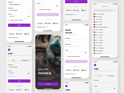 Login/sign up app concept design figma login mobile movie movie app signin signup ui ux