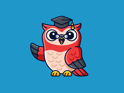 Owl 2d adorable cartoon character design clever cute logo education friendly graduation illustration illustrative logo learning mascot logo owl bird school simple smart teacher tutor wise