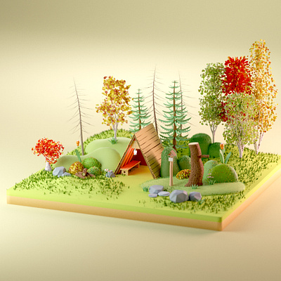 🍁 Autumn Forest 3d 3d model blender blender3d forest illustration model