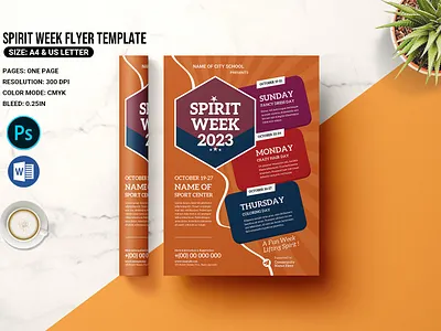 Spirit Week Flyer Template advertising flyer design flyer template kids activity kids camp kids party printable spirit week upcoming event