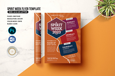 Spirit Week Flyer Template advertising flyer design flyer template kids activity kids camp kids party printable spirit week upcoming event