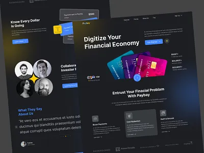 Financial landing page banking card fintech design economy financial landingpage payment ui uidesign uxui webfinance website
