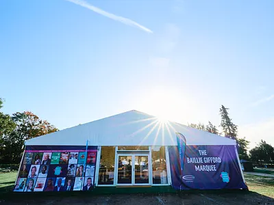 The Baillie Gifford Marquee at Henley Literary Festival 2022 branding design graphic design illustration typography