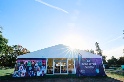 The Baillie Gifford Marquee at Henley Literary Festival 2022 branding design graphic design illustration typography