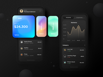 Dribble Jam Shot app bank app bank card banking banking app banking card card cards dark banking dark mode dark theme finance fintech mobile mobile app mobile banking product design ui ui design ux