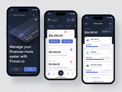 Finance Mobile App Design - Fincan.io balance chart digital bank expense finance app finance mobile app fintech app home income manage finance mobile app money management onboarding pocket saas saving savings statistics wallet wallet app