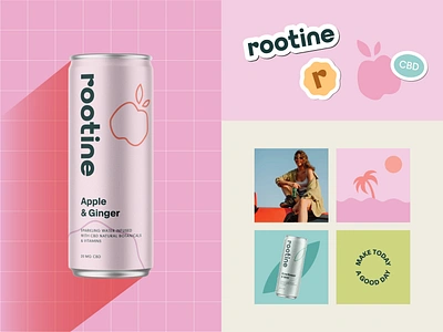 Branding & Packaging Design for Rootine CBD Drink branding can cannabis cbd contemporary drink hemp label logo minimal packaging packaging design visual identity water wellness