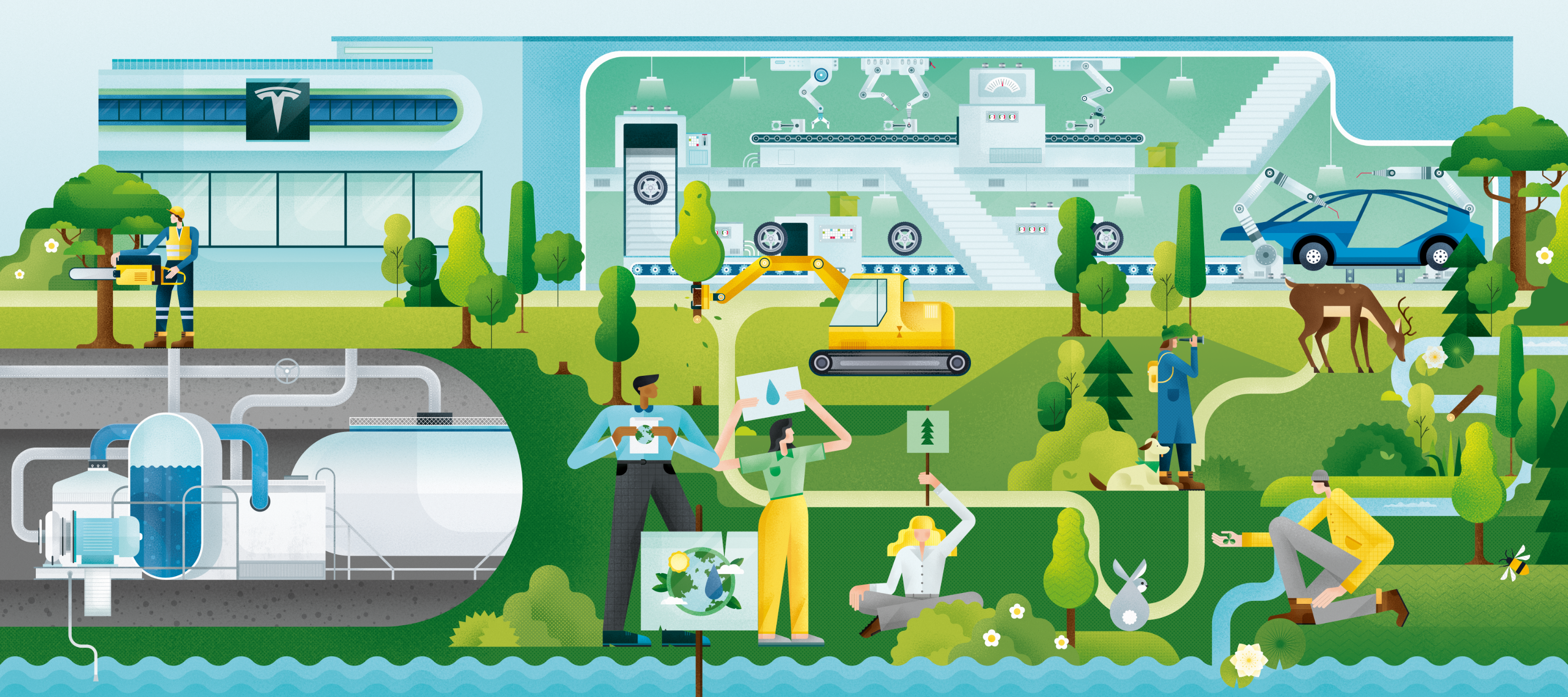 Electrified magazine, editorial illustration affinity designer character characters illustration flat graphic design illustration magazine magazine illustration nature tesla vector