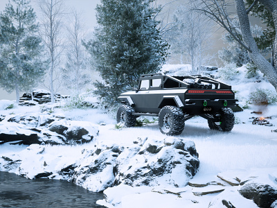 Viteza 3d Truck 3d camp design render snow truck vehicle winter