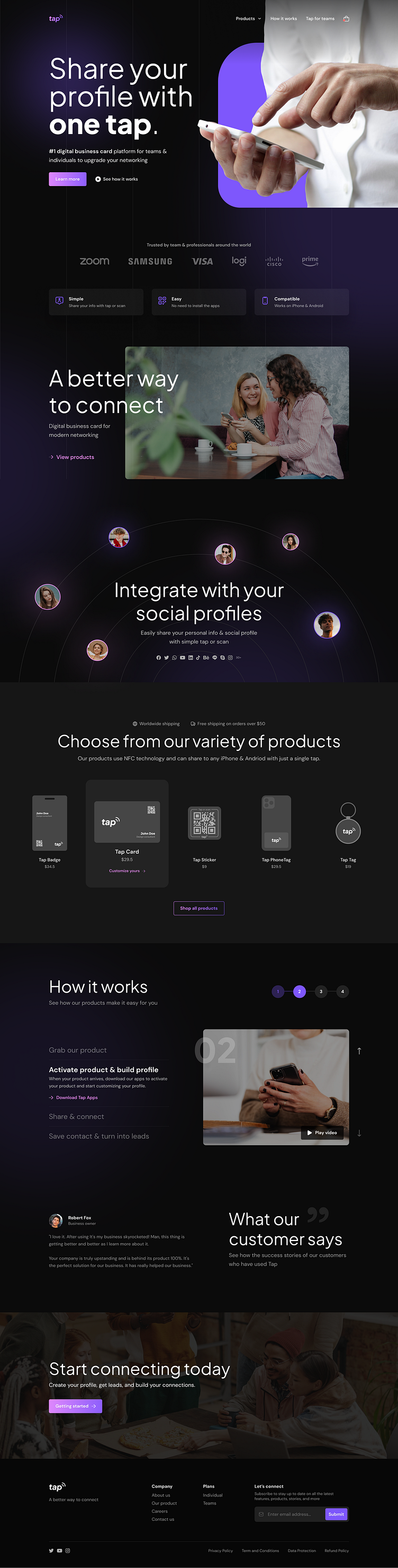 Tap! Digital Business Card Landing Page by Muhammad Huda on Dribbble