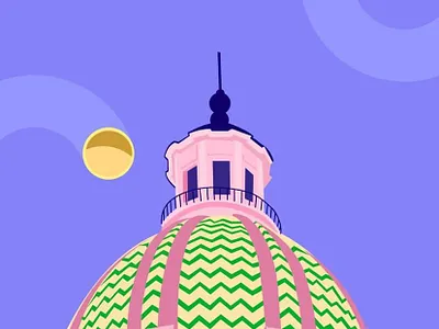 Palermo in pink architecture design flat illustration palermo pink vector
