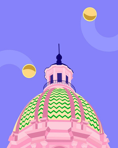 Palermo in pink architecture design flat illustration palermo pink vector