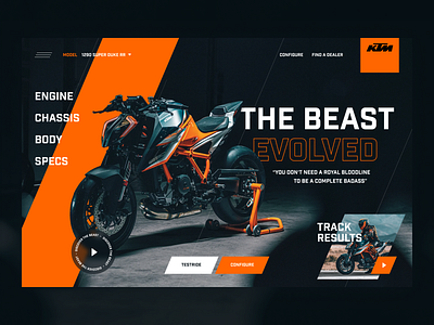 KTM 1290 Super Duke RR | Landing page bike concept contrast design figma ktm landing landingpage motor motorcycle orange race racing ui ux vehicle visual visual design web webdesign