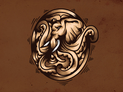 Elephant Octopus Vintage T Shirt Design black