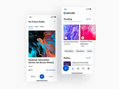 Edmradio App design concept abstract illustrations app design app development brand branding branding design custom illustration dance app design graphic design illustration logo minival design mobile app music app ui ux vector