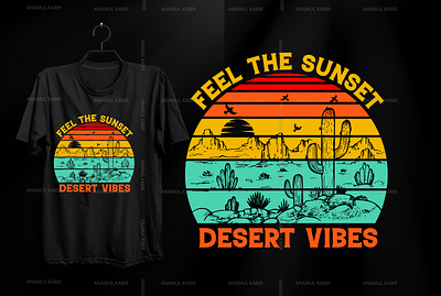 Feel The Sunset logo online tshirt design retro typography vintage