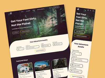 Concept Design for a Sustainable Camping website design graphic design mobile design modern modern website trend ui ux web design