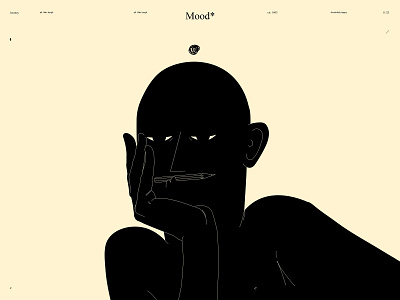 Mood abstract composition conceptual illustration design dual meaning illustration laconic lines minimal mood pencil portrait poster self portrait tired