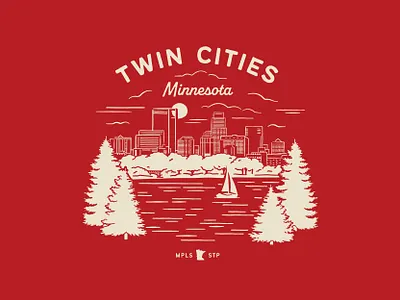 Twin Cities ORORO Sweatshirt Design city cityscape drawing graphic design illustration illustrator lake minneapolis minnesota retro sailboat shirt skyline st. paul t shirt design twin cities typography vector vintage